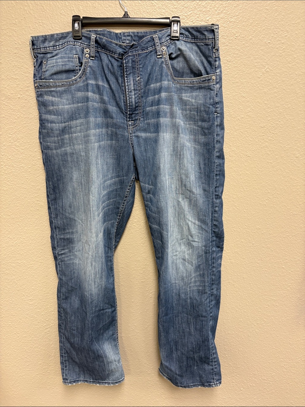 Buffalo David Bitton Men's Faded Blue Relaxed Jeans
